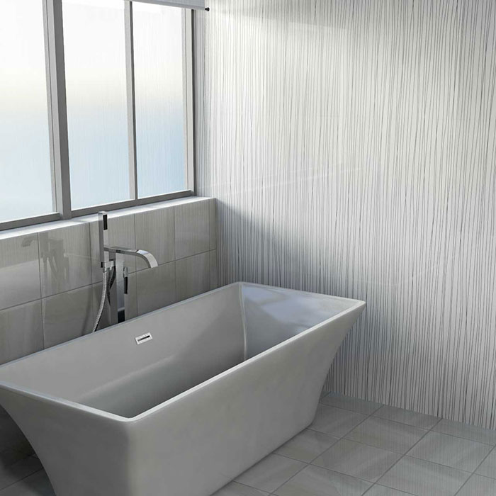 Bathroom with White Strings Wall Panel from Wholesale Domestic Bathrooms