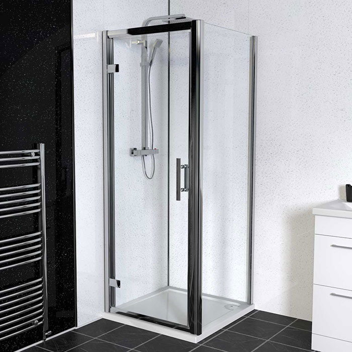 Shower bathroom with Grey Galaxy Wall Panel from Wholesale Domestic Bathrooms