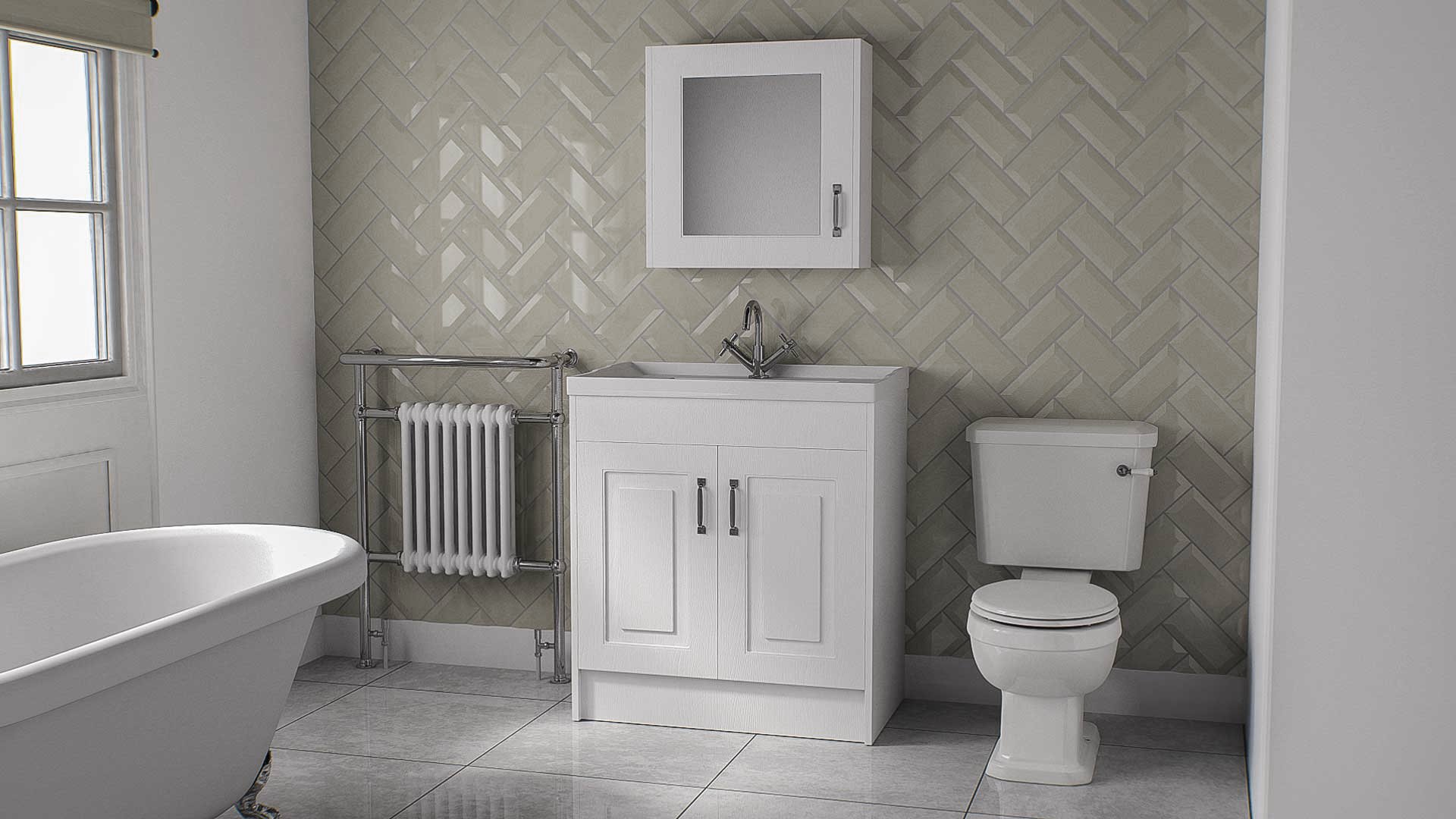 Metro Tile - Herringbone Wall