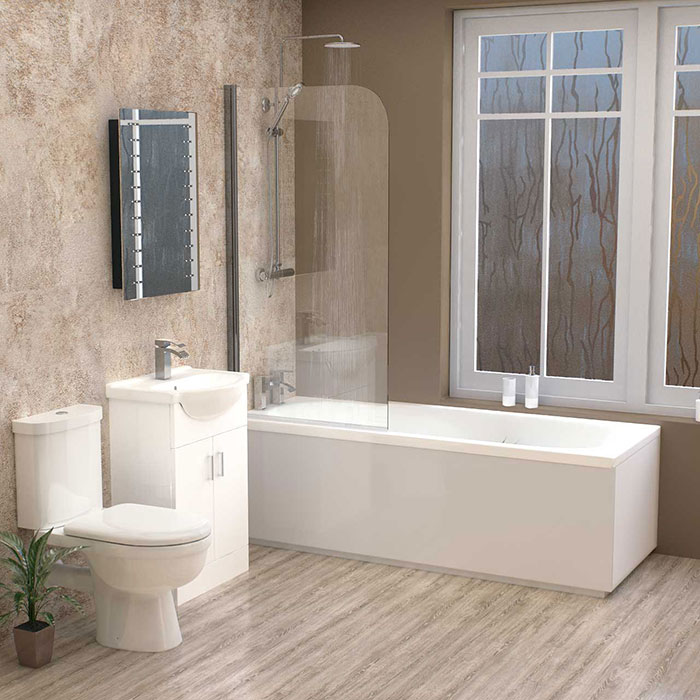 Family bathroom practical bath- shower bath suite 