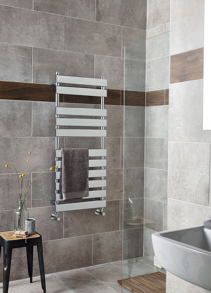 Family bathroom- tall heated towel rail