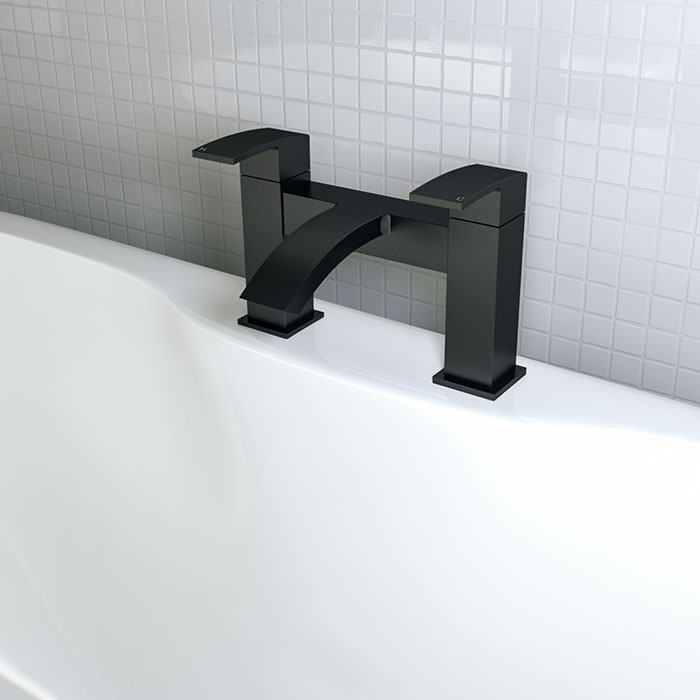 Black taps- black bath filler tap on white bath