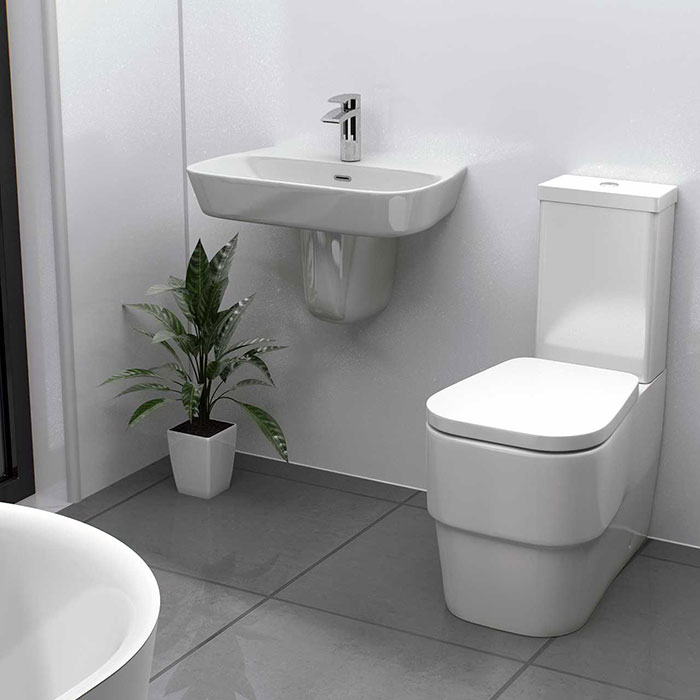 Wall hung semi pedestal basin and toilet