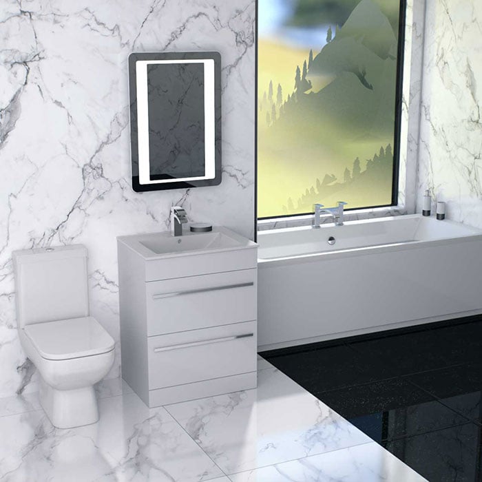 Hotel style bathroom-marble tiles