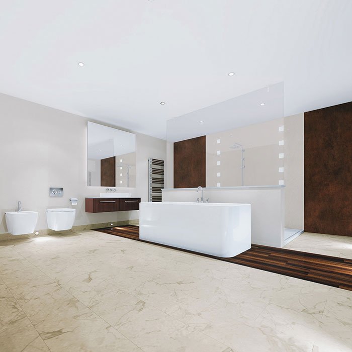 Budget marble bathroom- marble effect vinyl floor tiles