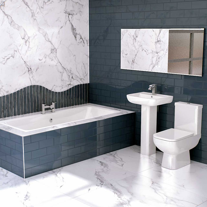 Marble bathroom on a budget- marble effect porcelain tiles 