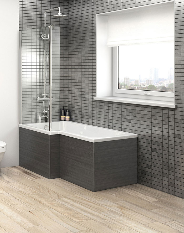 5 Ways to use black in bathroom- black bath panels