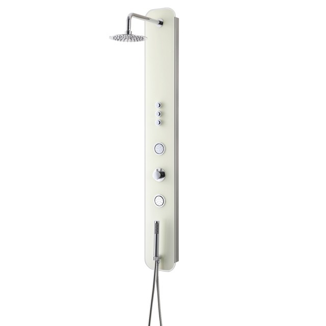 Neptune Ivory/White Glass Thermostatic Mixer Shower Panel
