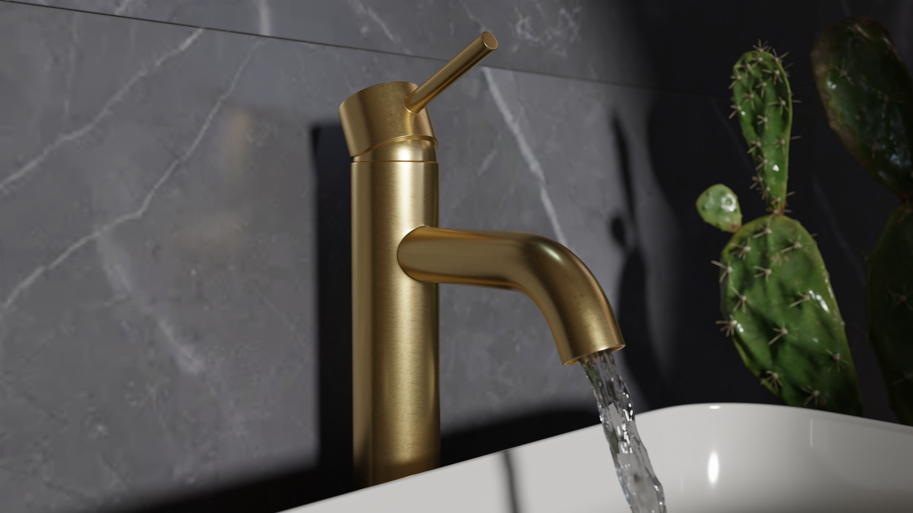 Brushed brass basin tap