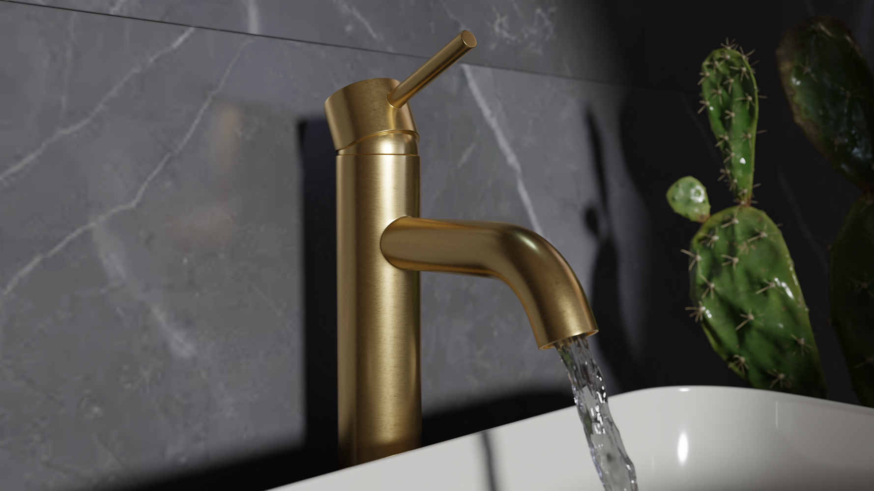 Brushed brass basin tap