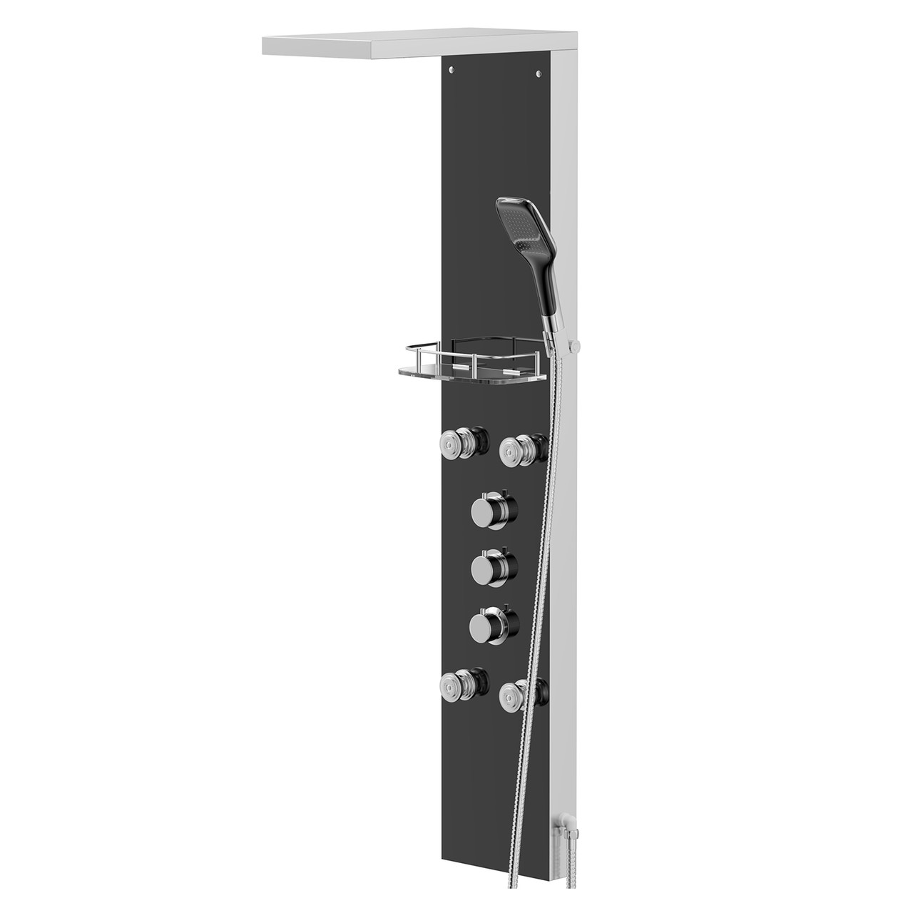 Carina Black Glass Thermostatic Shower Panel