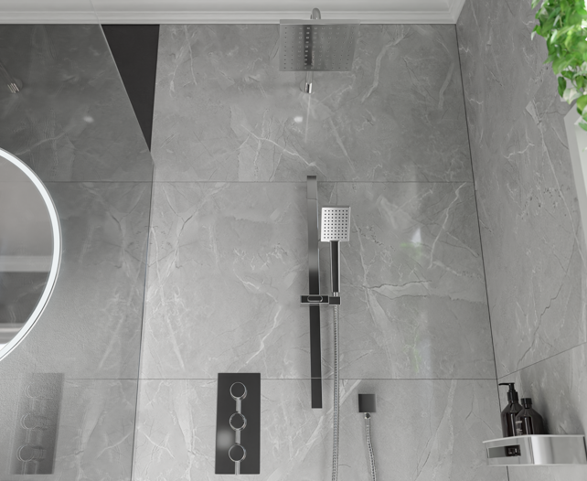 Chrome shower head and rainfall shower