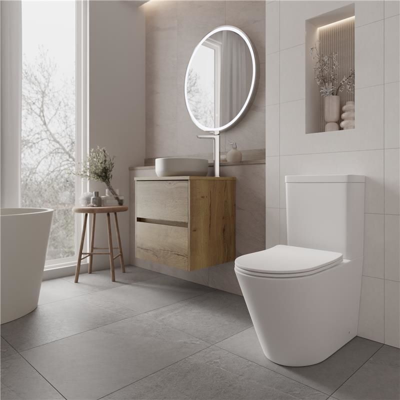 close coupled toilet in a bathroom set