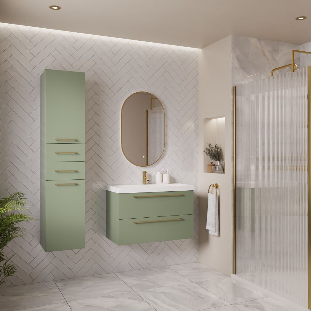 Herringbone tile pattern on bathroom wall