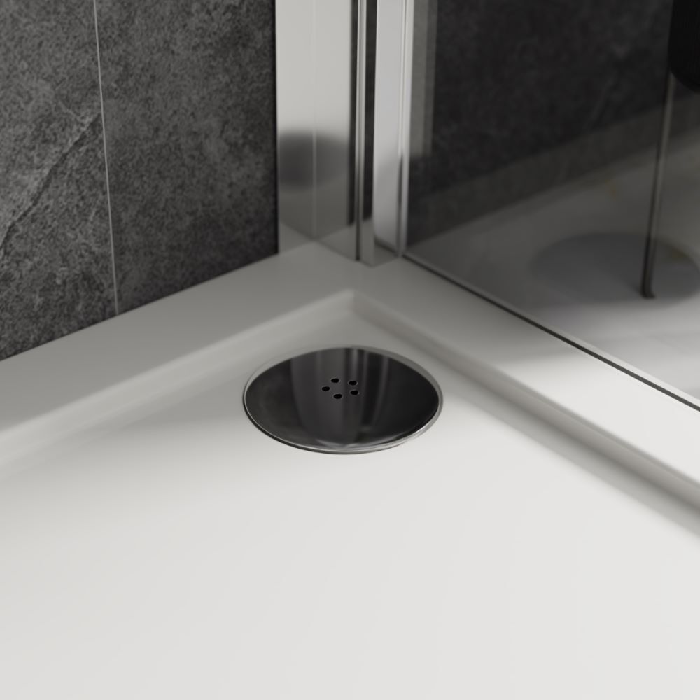 chrome shower waste in enclosure