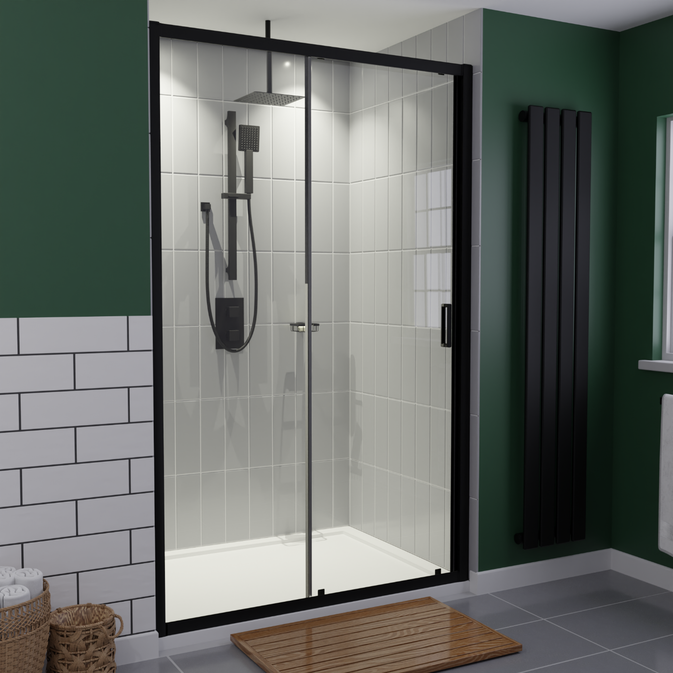 Matt Black Walk In Shower Enclosure 