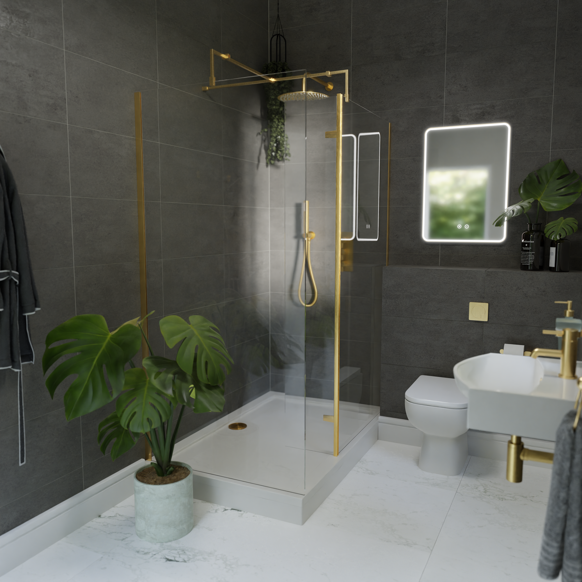 Modern Walk-In Shower Enclosure with Rainfall Shower