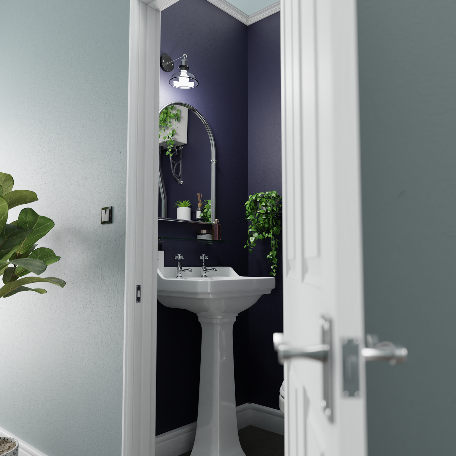 Period-style cloakroom with a traditional mirror