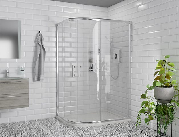 Quadrant shower enclosure in modern bathroom