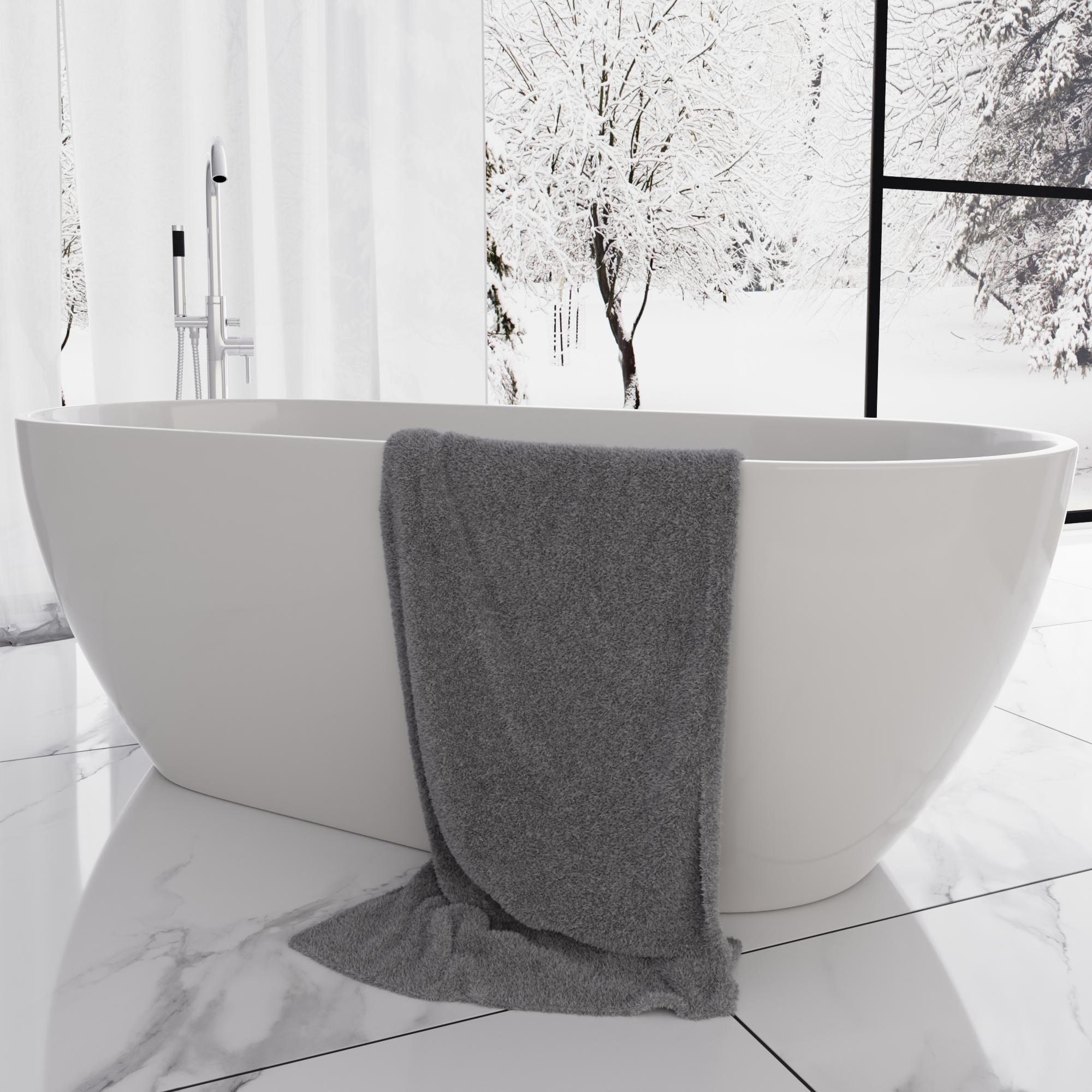Winter landscape bathroom with snowy background
