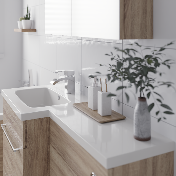 Slimline L-Shaped Basin Vanity Unit 