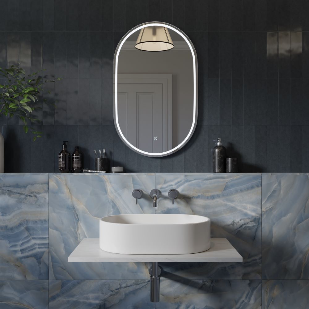 Blue tiled bathroom