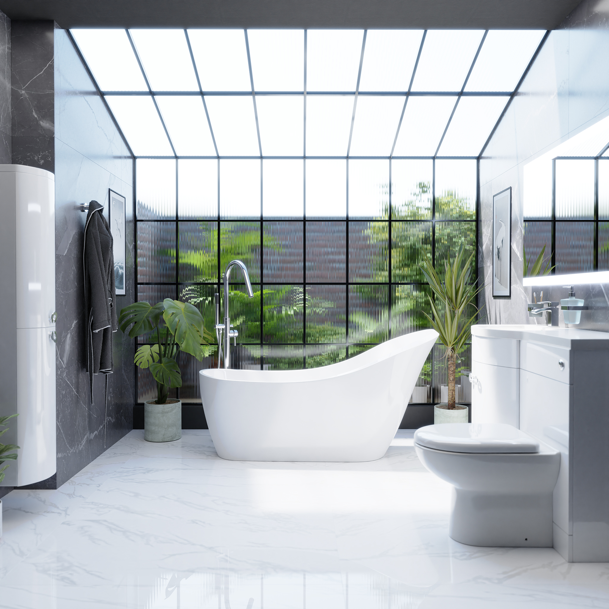 SPA-Like Bathroom With Greenery and Natural Light