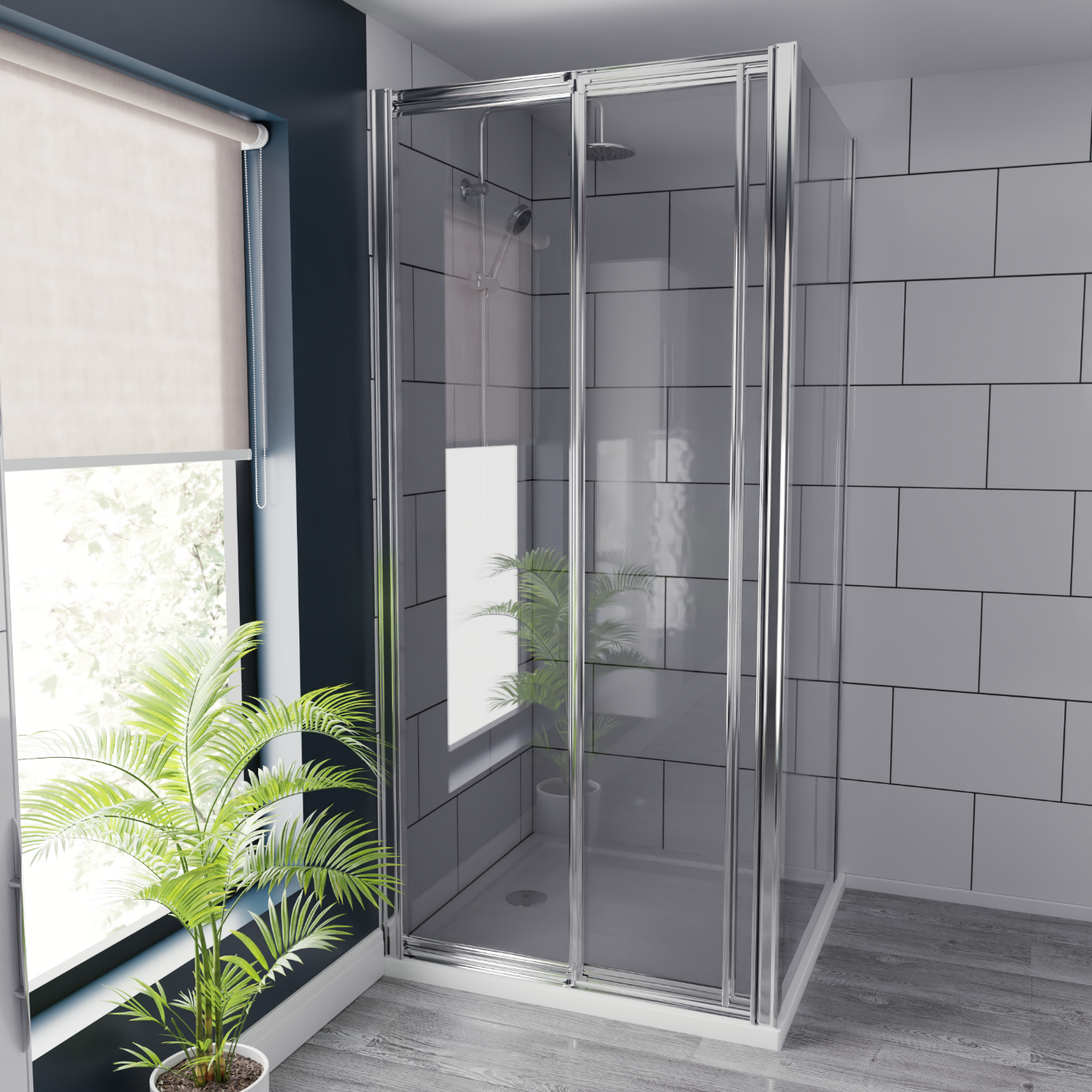 Square Shower Enclosure with a Bi Fold Door 