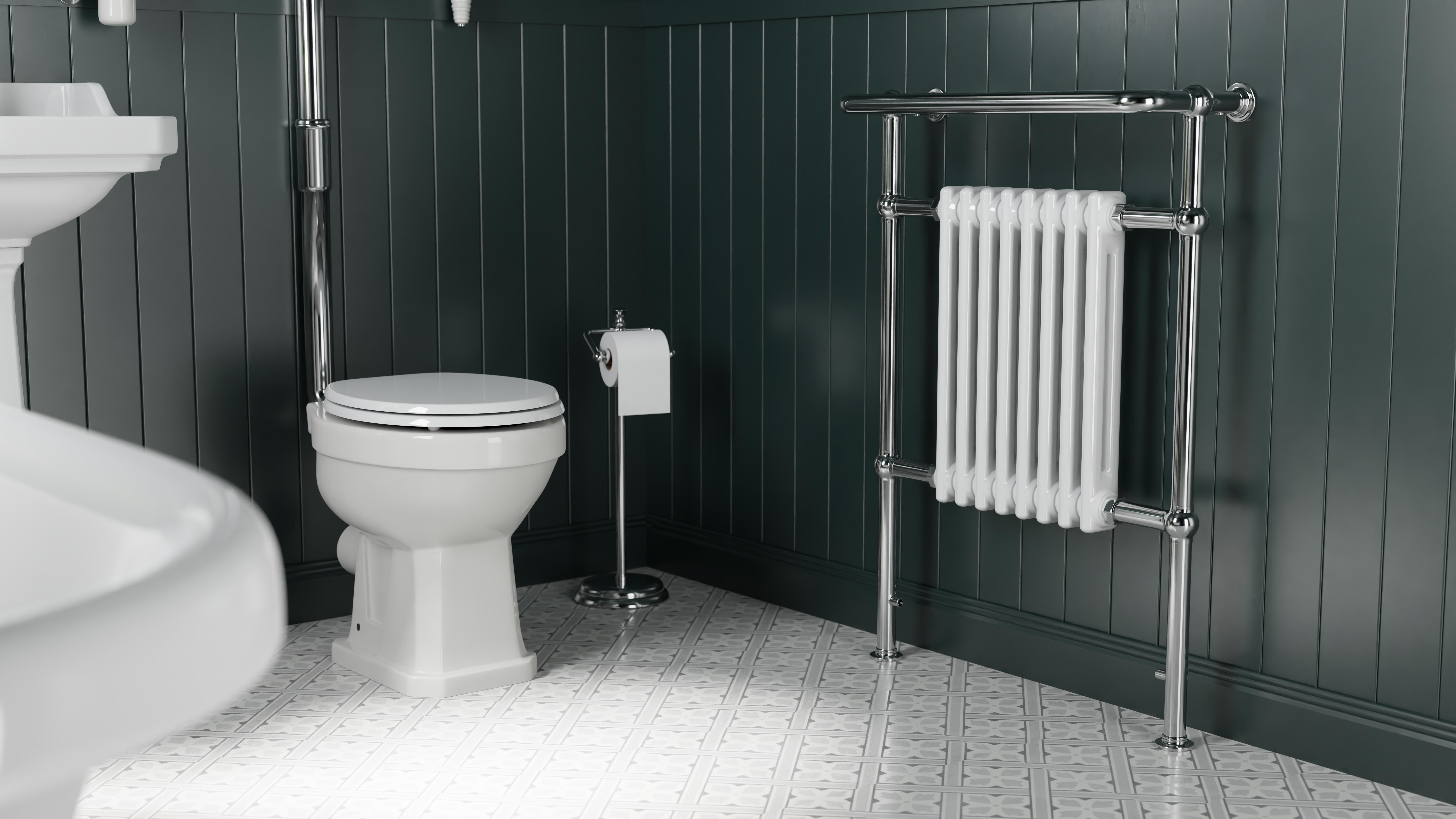Traditional bathroom suite with floorstanding radiator
