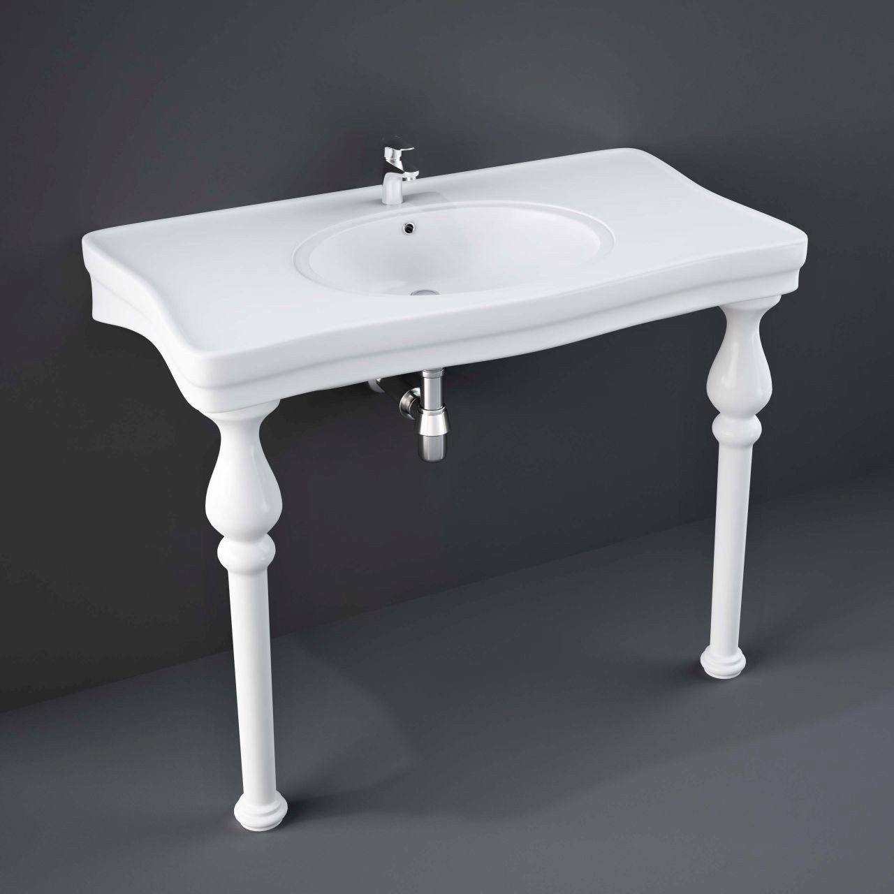 White washstand basin with chrome tap