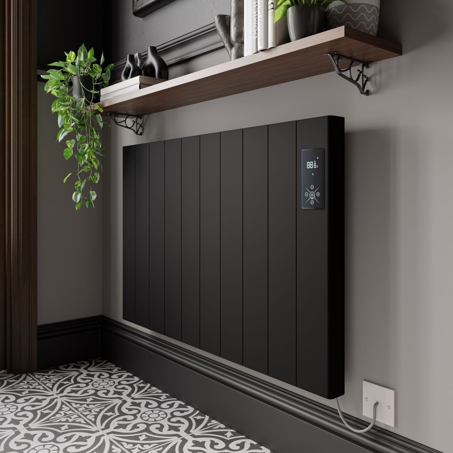black wifi radiator in hallway